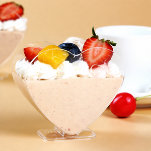 Gobelet à dessert transparent en forme <span class=keywords><strong>de</strong></span> cœur avec base, 80 ml, jetable, en PS, pour mousse, pudding, yaourt, fruits, mariage, Saint-Valentin, fête - Product Image 1