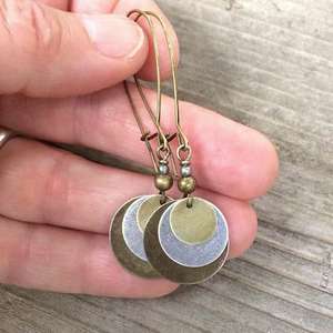 Bohemian Retro Multi Layer Circle Drop Earrings Copper Alloy Geometric Design Fashion Jewelry - Product Image 3