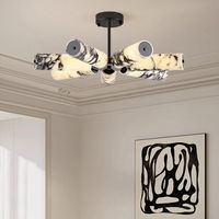 Lampe suspendue créative en marbre et métal, design cylindrique en albâtre, pour salle à manger d'hôtel, base blanche en albâtre, éclairage LED