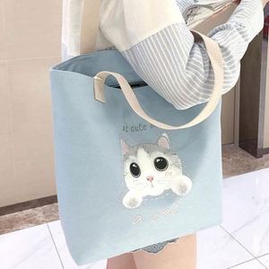 Ins Style Korean Summer Cute Handbag Vertical Environmental <b>Bag</b> Customized Cute Cat Pattern <b>Large</b> Capacity Original <b>Canvas</b> <b>Bag</b> - Product Image 3