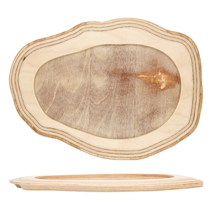 Piatto da portata astratto con motivo a venature del legno naturale e design ovale - Product Image 2
