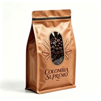 Bolsa de Embalaje de Café Personalizada con Cierre Ziplock, Parte Superior de Papel de Aluminio, Resistente a la Humedad