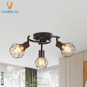 Lámpara de Techo Moderna E27 con Jaula de Hierro <span class=keywords><strong>Negra</strong></span> para Sala de Estar, Lámpara de Techo de Lujo con Jaula Metálica/Luces de Techo/Lámparas de Araña y Colgantes - Product Image 1