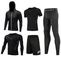 Ensemble de sport athlétique pour homme, 5 pièces, coupe ajustée, 100 % nylon, séchage rapide, respirant, haute performance