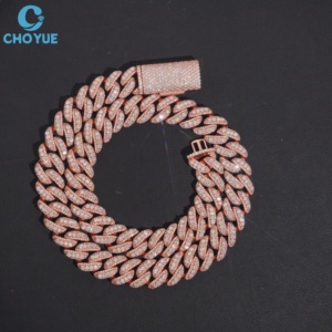 Cadena Cubana de Plata de Ley 925 con Moissanita, Estilo Hip Hop Clásico de Miami, Joyería con Moissanita Engastada, MOQ Bajo - Product Image 1