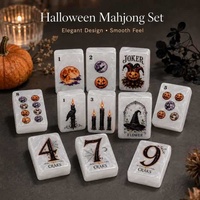 Jeu de Mahjong Américain en Acrylique Thème Sorcière Citrouille Fantôme Halloween – Jeu de Société pour Fêtes, Cadeau, En Stock, Vente en Gros
