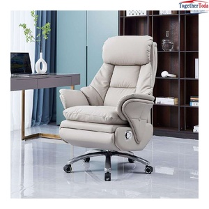 Chaise de bureau de direction à dossier haut, revêtement en cuir rembourré, support lombaire ergonomique, base à cinq branches à roulement fluide - Product Image 3