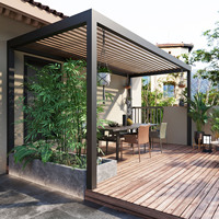 Stores roulants motorisés en aluminium, étanches à la pluie, pour véranda de patio, pergola, lumières LED bioclimatiques classiques de luxe, tonnelles à cadre métallique