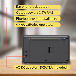 Xách Tay Kỹ Thuật số đài phát thanh với màu sắc hiển thị DAB chức năng tuổi thọ pin dài AC Power AM ban nhạc nhựa thiết kế cho trong nhà ngoài trời sử dụng - Product Image 4