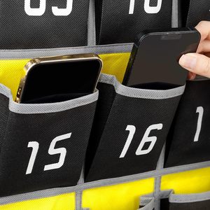 Classroom Cell <b>Phone</b> Organizer 36 Pockets Black <b>Wall</b> Door Hanging Storage Pocket Chart For Neatening And Organization - Product Image 4