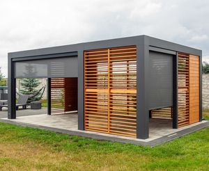 Pergola motorisée en aluminium magique 4x6, toit ouvrant, <span class=keywords><strong>abri</strong></span> contre la pluie, pare-soleil, à lames orientables, imperméable, coupe-vent, balcon, cour extérieure - Product Image 3