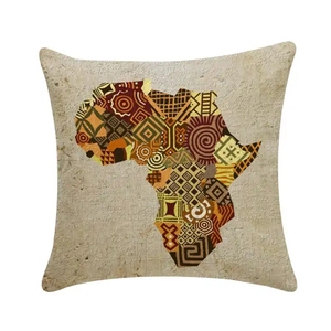 Taies d'oreiller en coton et lin pour décoration intérieure, taies d'oreiller africaines, carte d'afrique décorative ethnique - Product Image 3