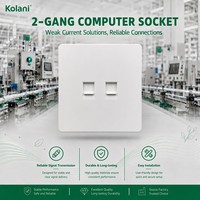 Kolani Enchufe de Pared Doble Cat6 RJ45 para Computadora, Estándar del Reino Unido, Blanco Mate, Resistente a los Rayos UV, Retardante de Llama, Doble Salida Ethernet