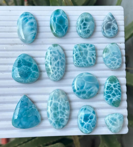 Larimar naturel, pierre précieuse en vrac, cabochon, taille poire, taille triligne, 3-21 mm, pour la fabrication de bijoux - Product Image 2