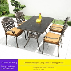 Conjunto de Mesa y Sillas de Aluminio Fundido para Exteriores, Uso en Villas, Patios, Jardines, Balcones, Resistente al Agua y a los Rayos UV, Mesa de Té de Ocio, Combinación Larga - Product Image 6