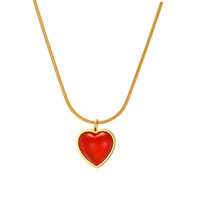 Damesmode goudkleurige ketting rode hartsteen hanger elegante dames neksieraden voor feest Valentijnsdag cadeau