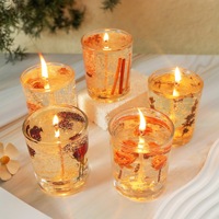 Gel-Wachskerze im Glasgefäß mit Echten Roségold-Flocken, Duftkerze, Rauchfrei, Sauber Brennend, Luxuriöse Handgefertigte Elegante Heimdekoration für Weihnachten