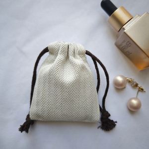 Mini Herringbone Cotton <b>Envelope</b> Bag Elegant Jewelry <b>Gift</b> Pouch for Earrings, Bracelets & Personalized Present Wrapping - Product Image 2