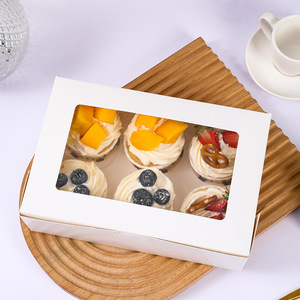 4 6 lỗ 12 lỗ tùy chỉnh logo trắng Hồng Cupcake hộp các tông tráng miệng bánh rán Quà tặng hộp cupcake và bao bì với cửa sổ rõ ràng - Product Image 2