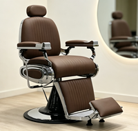 Chaise de barbier classique élégante au design rétro, système hydraulique stable, mobilier de salon de coiffure pour hommes