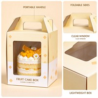 Boîte à gâteau écologique avec poignée et fenêtre transparente, en papier recyclable, pour desserts, mousses et emballages à emporter pour boulangerie
