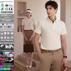 เสื้อกอล์ฟคุณภาพสูง 100% ผ้าฝ้ายถัก ODM ขายส่ง สำหรับฤดูใบไม้ผลิ ใส่เล่นกอล์ฟกลางแจ้ง สีพื้น รับสกรีนโลโก้ด้านหน้า พิมพ์ลายดิจิทัล แห้งเร็ว - Product Image 1