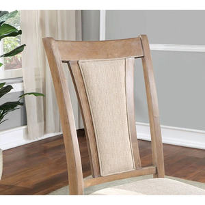 Ensemble de chaises de cuisine transitionnelles DB à 2 côtés en bois massif beige avec siège rembourré en similicuir ton naturel - Product Image 3