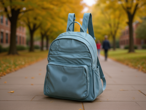 Zaino da donna in tela lavata, media capacità, chiusura con cerniera, stile casual, per tutte le stagioni, tracolla, colore unico - Product Image 2