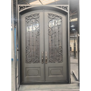 Puerta de Granero de Hierro Forjado de Alta Calidad en Oferta, Puerta de Remolque de Vidrio para Bodega de Vinos - Product Image 6