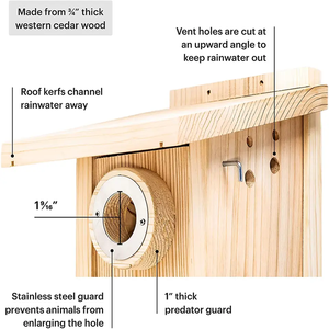 บ้านนกไม้ บ้านนกชิคาดีและนกบลูเบิร์ด กล่องทำรังที่เปิดง่าย - Product Image 3