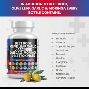 Besica Nieuwe Aankomst Bietenwortelcapsule 6000Mg Olijfblad 6000Mg <span class=keywords><strong>Nattokinase</strong></span> Rode Gist Rijst Omega 3 Bietencapsules Supplement - Product Image 2