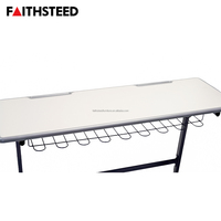 Ensemble bureau et chaise double gris pour étudiants, hauteur réglable, mobilier d'étude pour deux personnes, poste de travail en classe