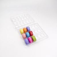 Boîte de présentation transparente en plastique PET pour macarons, avec 18 emplacements, pour desserts et biscuits
