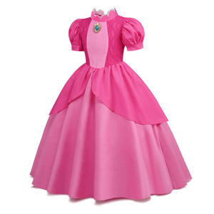 Peach Super Marios fantaisie princesse fille <span class=keywords><strong>carnaval</strong></span> Performance Cosplay enfants Halloween anniversaire pêche fête habiller tenue - Product Image 2