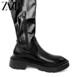 Sepatu boot kulit asli untuk wanita, sepatu bot platform mewah kulit asli sol tebal kepala bulat kustom untuk wanita - Product Image 3