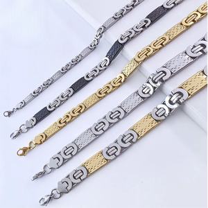 Позолоченная цепочка из нержавеющей стали PVD, золото+сталь, ручной работы, двухцветная цепочка (черный+сталь), браслет в стиле панк, ювелирные аксессуары - Product Image 4