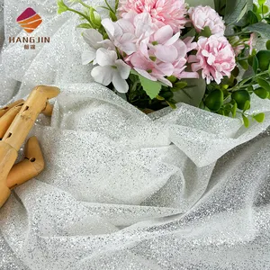 Quyến rũ glitters Tulle lấp lánh đầy đủ long lanh tất cả hơn Bạc Sequins tổng thể pháp lưới ren Bridal Tulle vải cho đám cưới