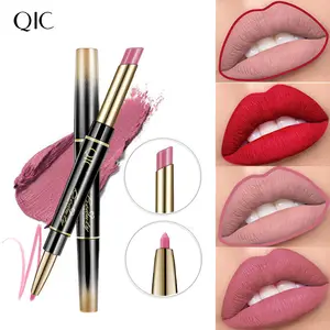 QIC Waterproof Long Lasting Pigment Lipstick Lipliner 2 In 1 Vegan Private Label Matte Lipstick And Lipliner