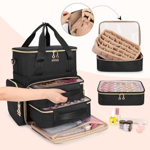 Free Sample Portable Double Layer Fabric Cosmetic Organizer Bag <b>Set</b> Nail Polish & <b>Essential</b> <b>Oil</b> Storage with 30 Bottles - Product Image 4