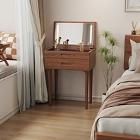 Bureau de toilette moderne en bois massif avec miroir LED et éclairage à 3 modes de couleur, luminosité réglable, design fin, en stock aux États-Unis SZT012