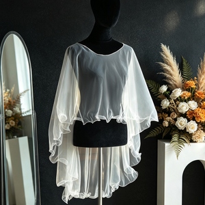 YouLaPan Bolero Retro <span class=keywords><strong>de</strong></span> Malla Suave con Borde Ondulado, Chal Corto para Registro <span class=keywords><strong>de</strong></span> Matrimonio, Recepción <span class=keywords><strong>de</strong></span> Cócteles, Acepta VG147 - Product Image 1
