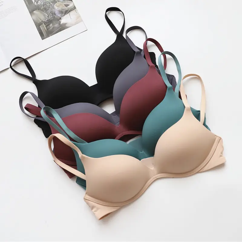 Wholesales Fashion Simple Solid Color Underwear Comfort Push Up Wire Free Seamless Bra For Women