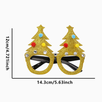 Accesorio de Disfraz para Fiesta de Navidad, Gafas Decorativas con Diseño de Árbol de Navidad Verde con Pedrería, Novedad Temática Navideña