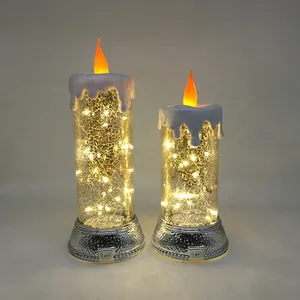 مصباح ليد سلسلة مضيئة الزجاج عديمة اللهب الزجاج شمعة إلكترونية الليل ضوء هدية الطاولة الديكور