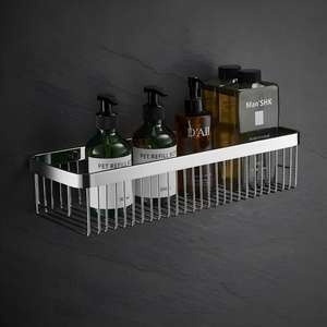 Estante de Baño Moderno de Acero Inoxidable 304, Impermeable, Rectangular, de Pared, de Dos Niveles, con Cesta de Almacenamiento para Toallas, para Ducha - Product Image 1