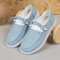 Chaussures décontractées en toile pour femmes, mocassins à enfiler, semelle plate, décor en dentelle, chaussures de marche confortables, multicolores