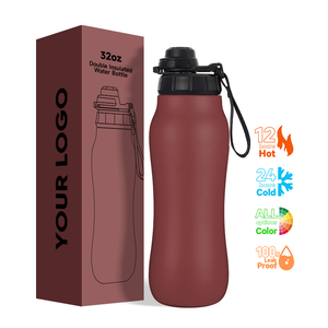 Bouteille d'eau de sport en acier inoxydable Flacon isolé multifonctionnel en forme de <span class=keywords><strong>gourde</strong></span> pour activité de plein air Voyage Drinkware froid - Product Image 3
