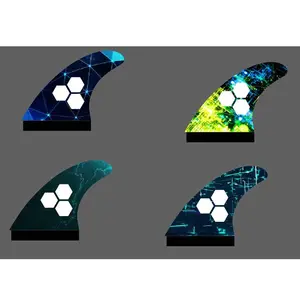 Waterplay Surfing Custom Honeycomb Dual Tab II Surfboard Fins Single Tab Surf Fins Carbon Fiberglass Thruster Tri Fins Quad Set