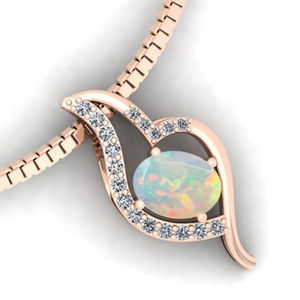 Joyería Clásica de Plata de Ley 925 con Colgante de Circonita Cúbica Blanca, Colgante de Ópalo, Diseño Fino en Oro, Joyería de Fábrica - Product Image 4