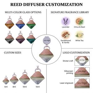 Luxury Diamond Shaped <b>Car</b> Hanging Perfume <b>Diffuser</b> Glass <b>Bottle</b> For Modern Interior Decor Wholesale Private Label Premium Set - Product Image 2